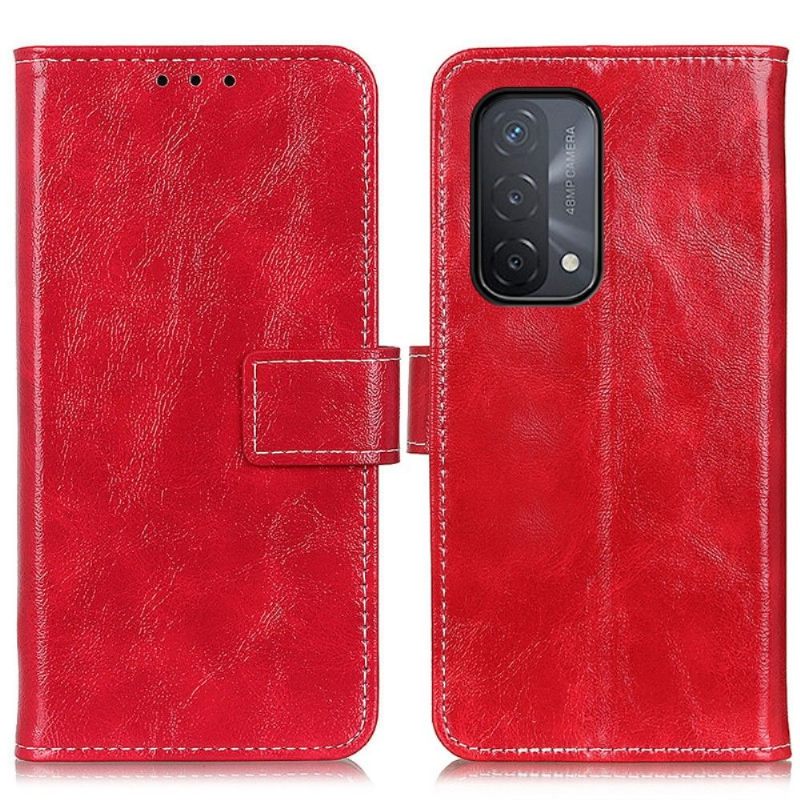 Folio-hoesje voor Oppo A74 5G / A54 5G Luxe Stiksels Met Leereffect