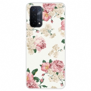 Hoesje voor Oppo A74 5G / A54 5G Anti-fall Bloemen
