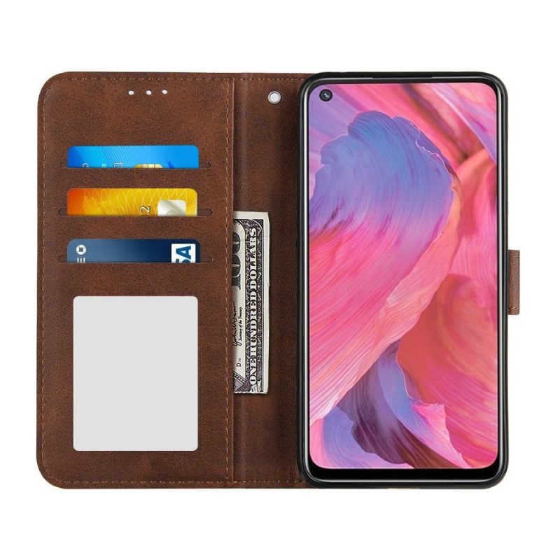 Leren Hoesje voor Oppo A74 5G / A54 5G Lijnen Met Leereffect