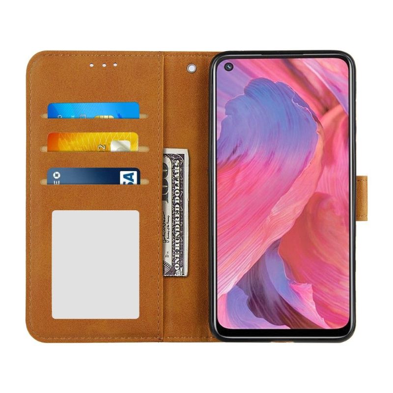 Leren Hoesje voor Oppo A74 5G / A54 5G Lijnen Met Leereffect