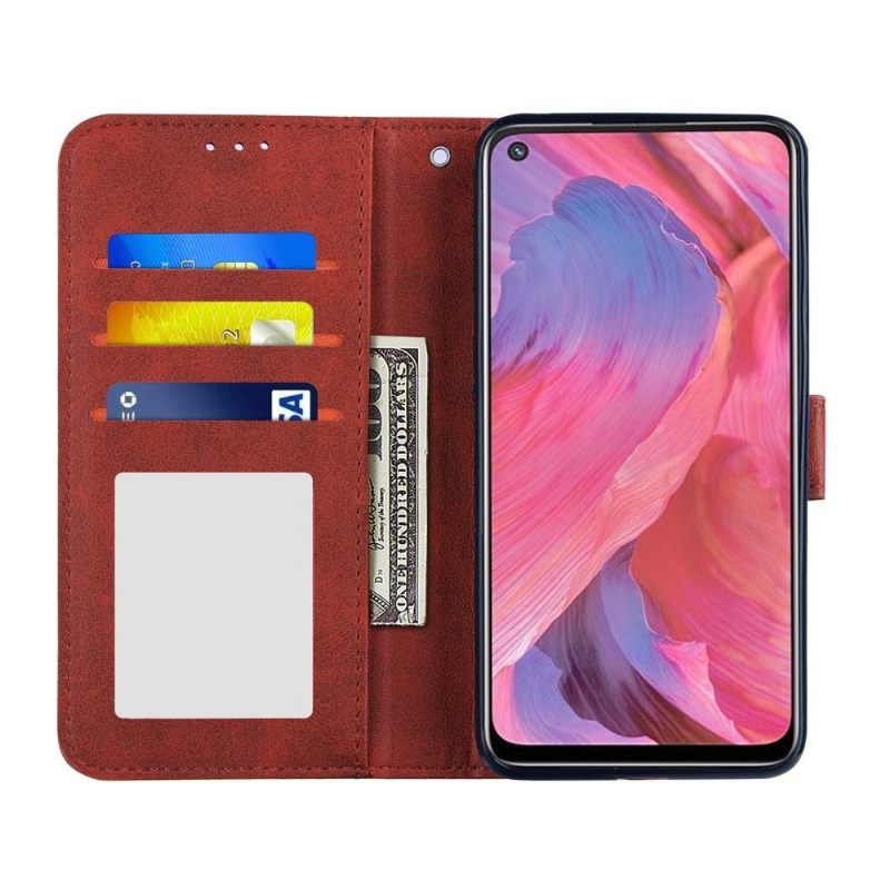 Leren Hoesje voor Oppo A74 5G / A54 5G Lijnen Met Leereffect