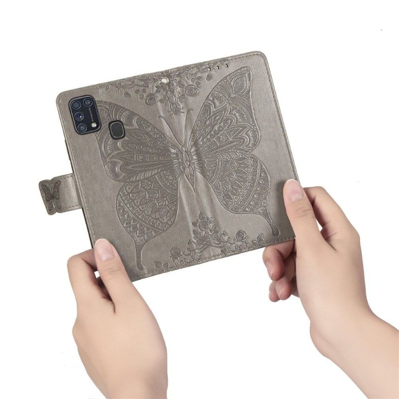 Folio-hoesje voor Samsung Galaxy M31 Anti-fall Reliëfvlinder