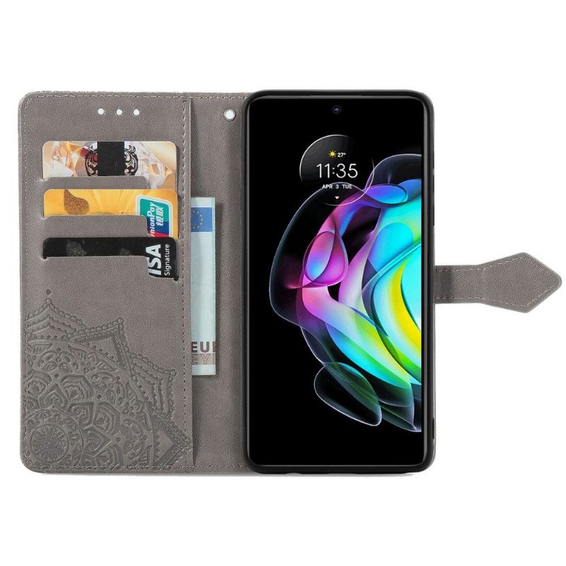 Folio-hoesje voor Motorola Edge 20 Mandala-reliëf In Kunstleer