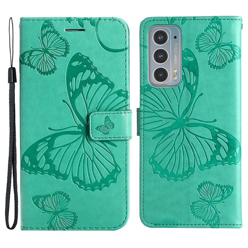 Folio-hoesje voor Motorola Edge 20 Ondersteuningsfunctie Vlinders