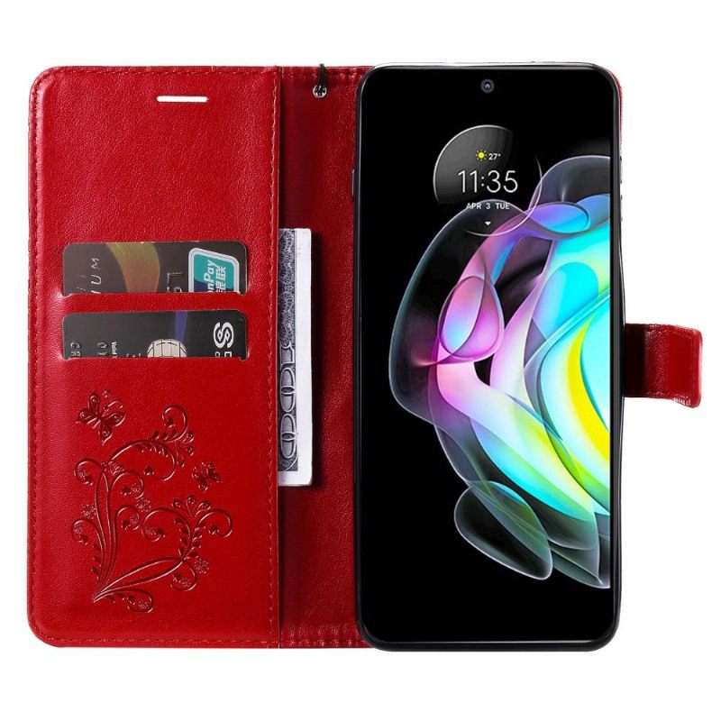 Folio-hoesje voor Motorola Edge 20 Ondersteuningsfunctie Vlinders