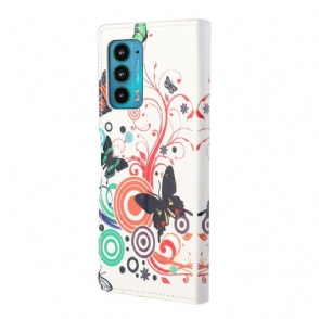 Folio-hoesje voor Motorola Edge 20 Retro Vlinders