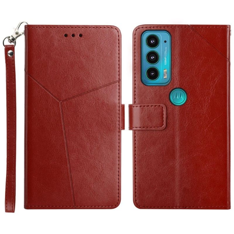 Folio-hoesje voor Motorola Edge 20 Y-lijnen Leereffect