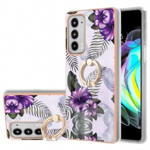 Hoesje voor Motorola Edge 20 Exotische Bloemen Met Ring