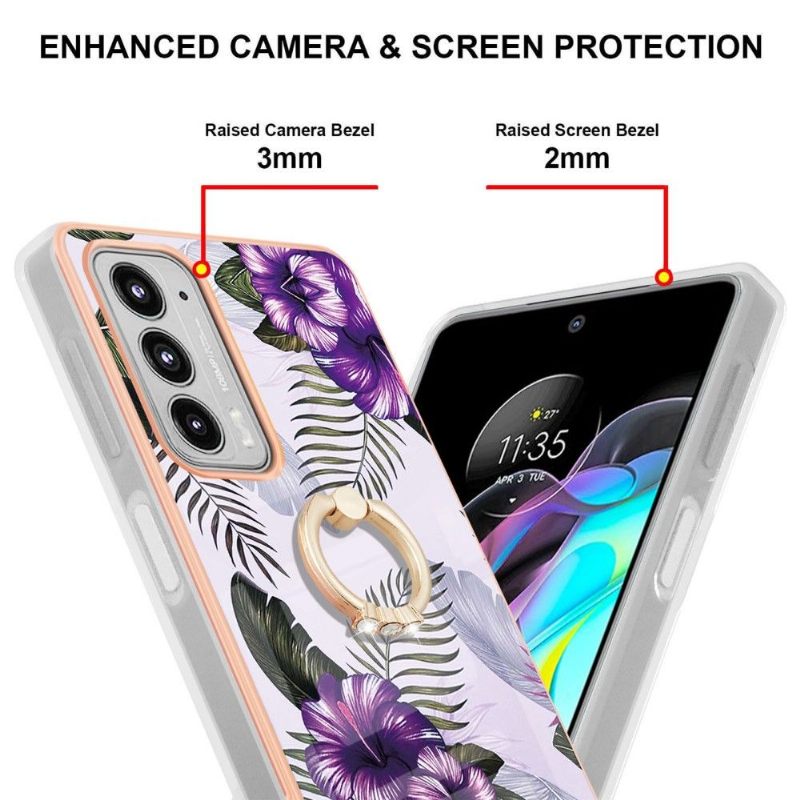 Hoesje voor Motorola Edge 20 Exotische Bloemen Met Ring