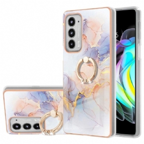 Hoesje voor Motorola Edge 20 Gekleurd Marmer Met Ring