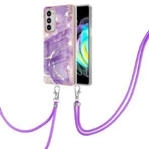 Hoesje voor Motorola Edge 20 Met Koord Marmer