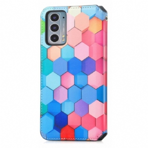 Leren Hoesje voor Motorola Edge 20 Bescherming Gekleurde Honingraat