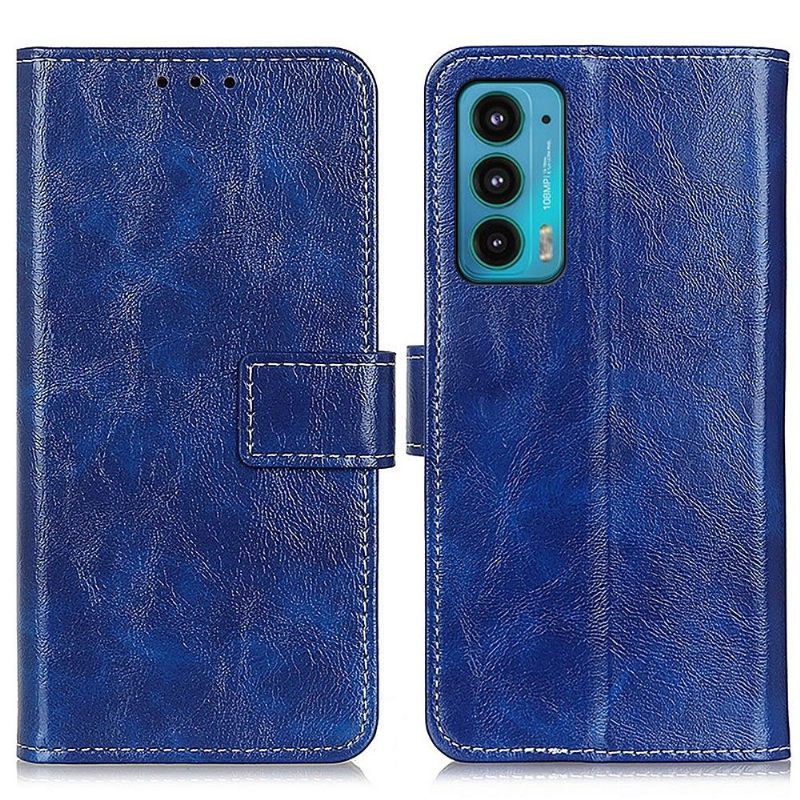 Leren Hoesje voor Motorola Edge 20 Bescherming Luxe Stiksels Met Leereffect