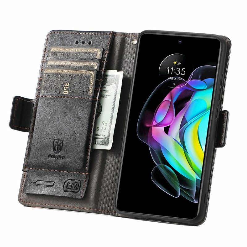 Leren Hoesje voor Motorola Edge 20 Folio-hoesje Zakelijk Omdraaien
