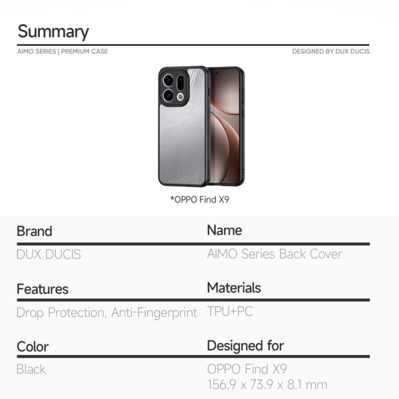 Cover Hoesje Oppo Find X9 5g Telefoonhoesje Aimo Series Dux Ducis