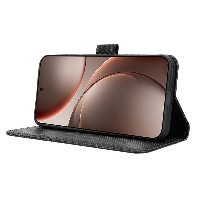 Leren Hoesje Oppo Find X9 5g Diamantstructuur Bescherming Hoesje