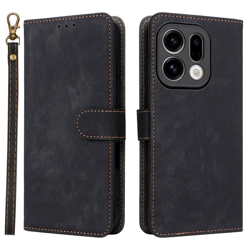 Leren Hoesje Oppo Find X9 5g Suède-effect Met Bandje Bescherming Hoesje