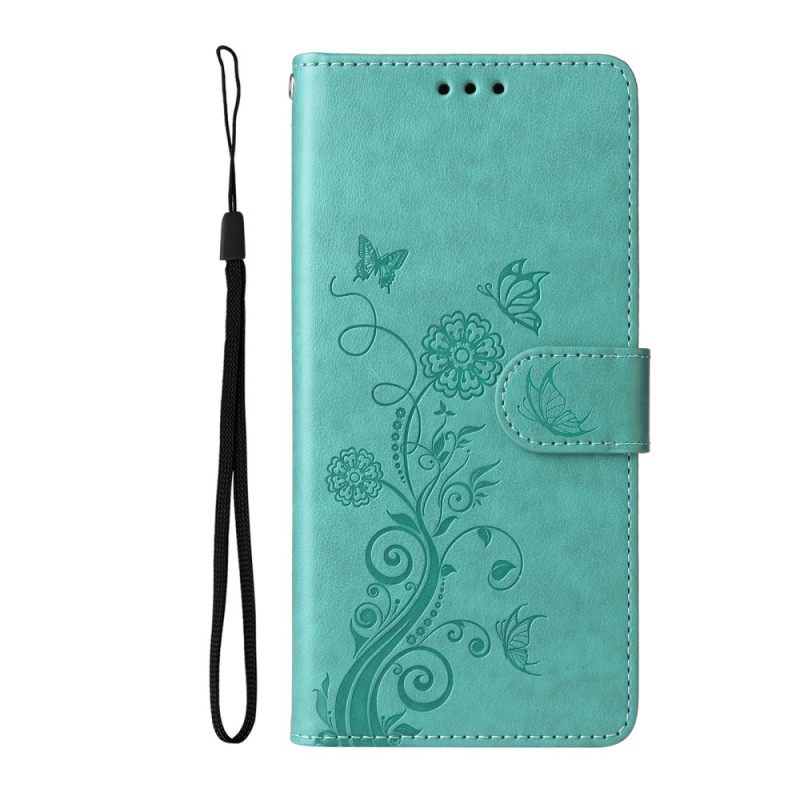 Leren Hoesje Voor Oppo Find X9 5g Bloemen- En Vlinderpatroon