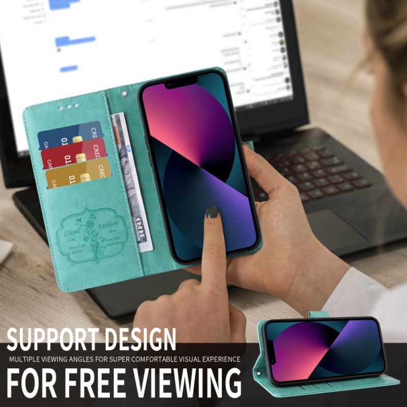 Leren Hoesje Voor Oppo Find X9 5g Bloemen- En Vlinderpatroon