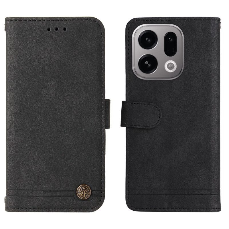 Leren Hoesje Voor Oppo Find X9 5g Decoratieve Klinknagel