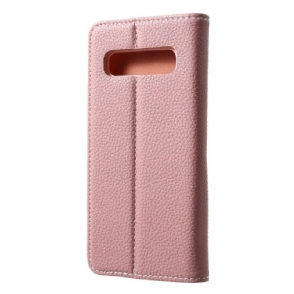 Cover voor Samsung Galaxy S10 Gestructureerd Leer Met Ondersteuning
