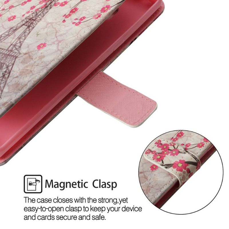 Folio-hoesje voor Samsung Galaxy S10 Anti-fall Bloemen En Eiffeltoren