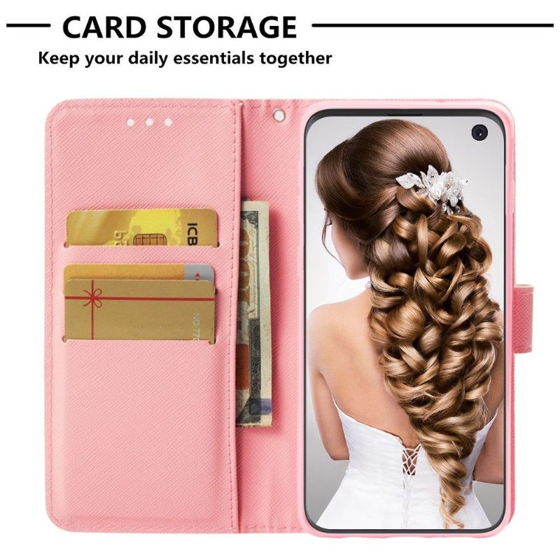Folio-hoesje voor Samsung Galaxy S10 Anti-fall Bloemen En Eiffeltoren