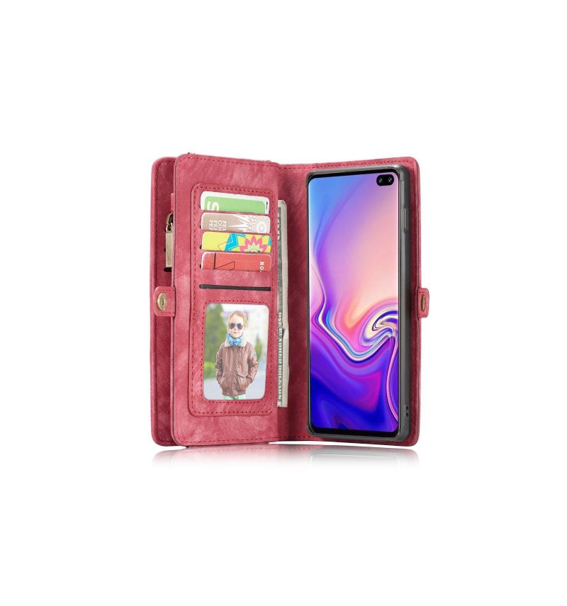 Hoesje Case voor Samsung Galaxy S10 Portemonnee Leren En Rode Case