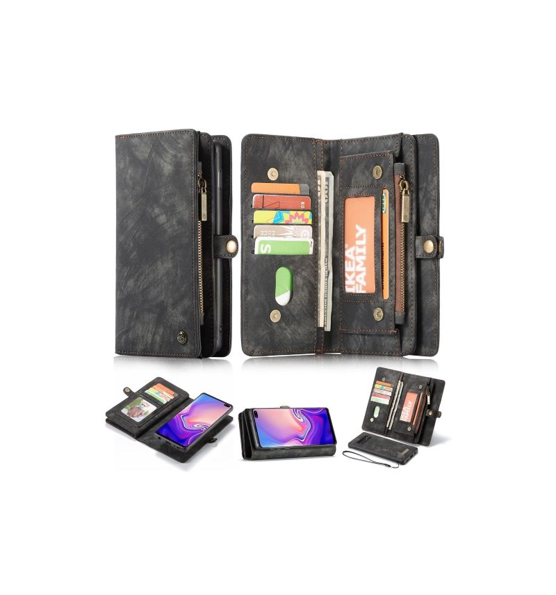 Hoesje Cover voor Samsung Galaxy S10 Portemonnee Leren En Zwarte Behuizing