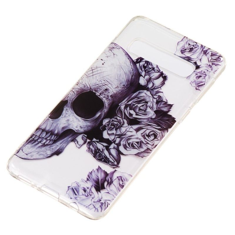 Hoesje voor Samsung Galaxy S10 Transparante Schedel Bloemen