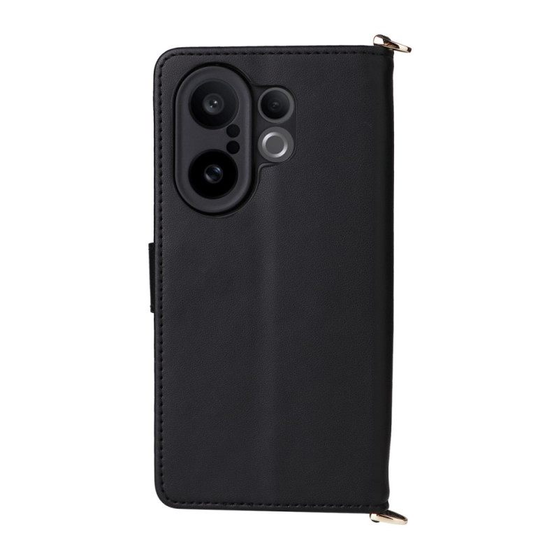 Leren Hoesje Voor Vivo X200 Fe Gewatteerd Met Bandje En Schouderband