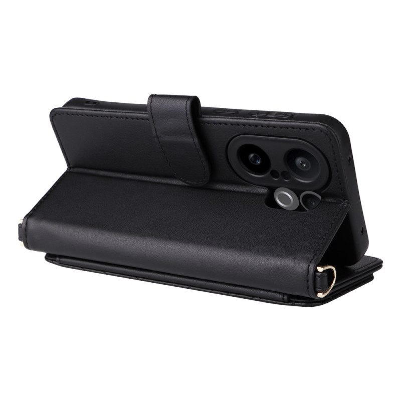 Leren Hoesje Voor Vivo X200 Fe Gewatteerd Met Bandje En Schouderband