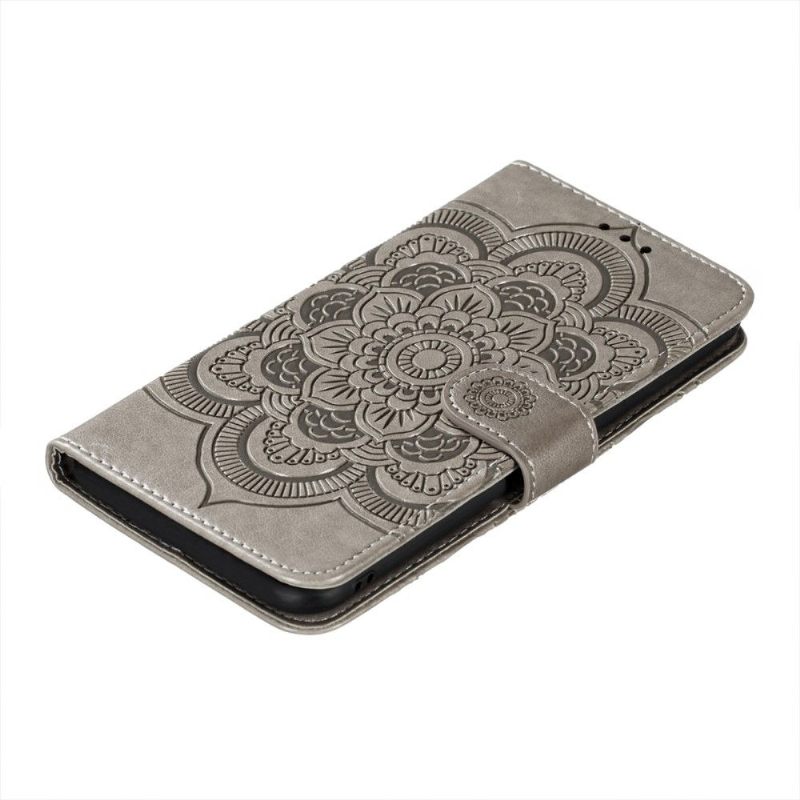 Cover voor Xiaomi Mi 11i / Poco F3 Anti-fall Folio-hoesje Bloemenmandala Met Riem