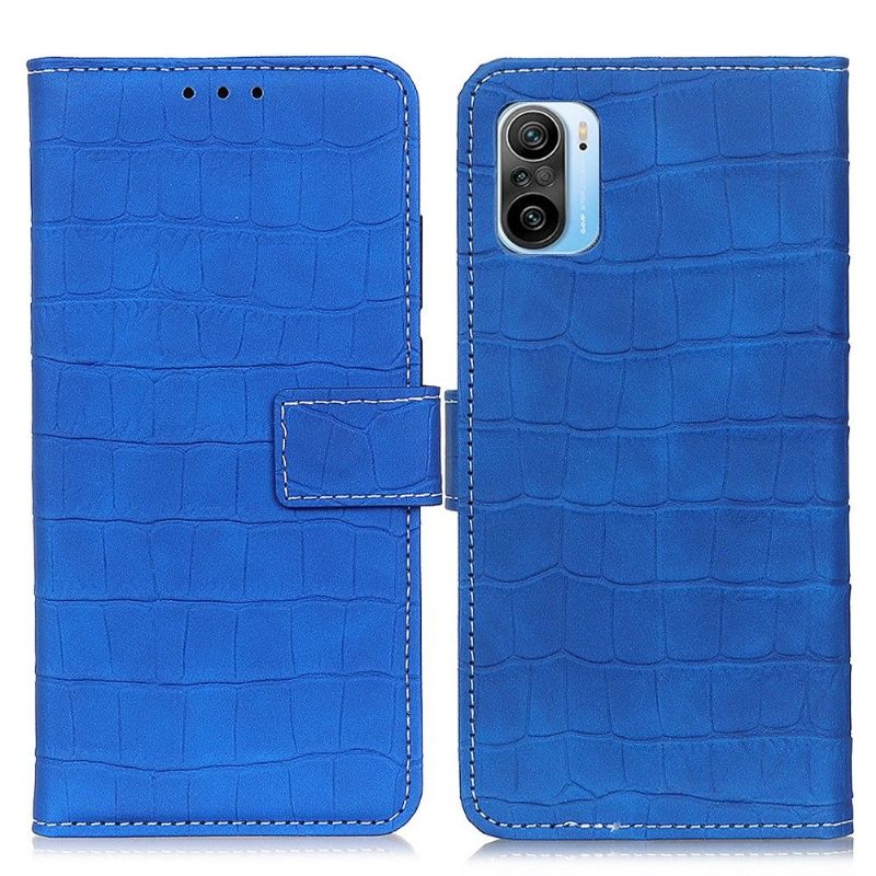 Folio-hoesje voor Xiaomi Mi 11i / Poco F3 Imitatieleer Croc Look