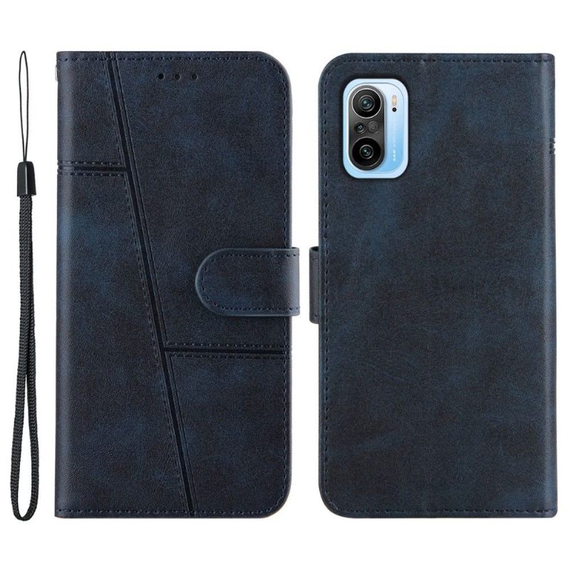 Folio-hoesje voor Xiaomi Mi 11i / Poco F3 Lijnen Met Leereffect