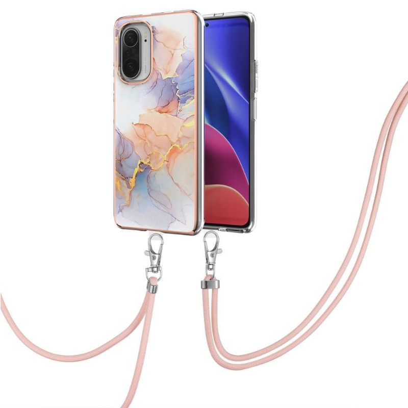 Hoesje voor Xiaomi Mi 11i / Poco F3 Met Koord Gekleurd Marmer
