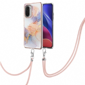 Hoesje voor Xiaomi Mi 11i / Poco F3 Met Koord Gekleurd Marmer