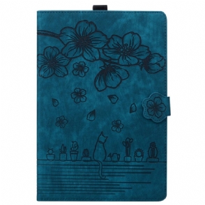 Flip Case Leren Samsung Galaxy Tab S11 Ultra Kattenscène Met Suède-effect