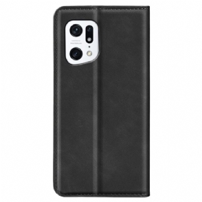 Cover voor Oppo Find X5 Kunstleer Stand Functie