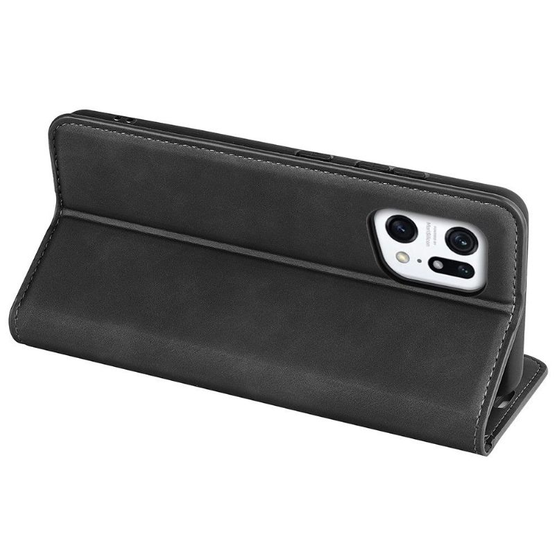 Cover voor Oppo Find X5 Kunstleer Stand Functie