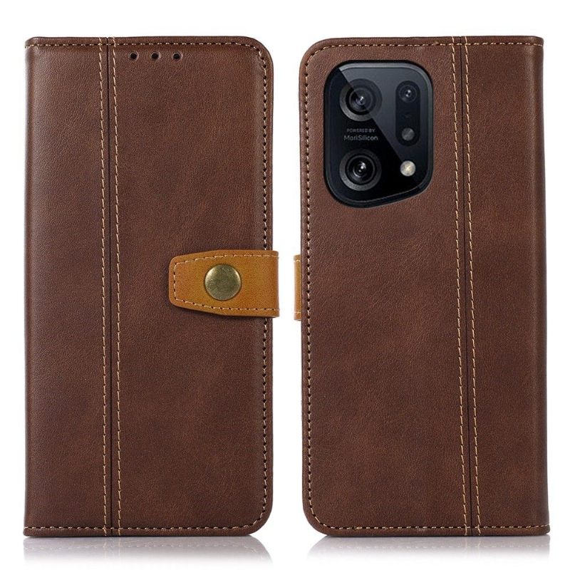 Folio-hoesje voor Oppo Find X5 Premium Kunstleer Met Stiksels