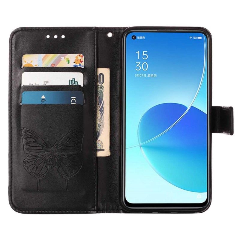 Folio-hoesje voor Oppo Find X5 Vlinder Bloem Kaarthouder