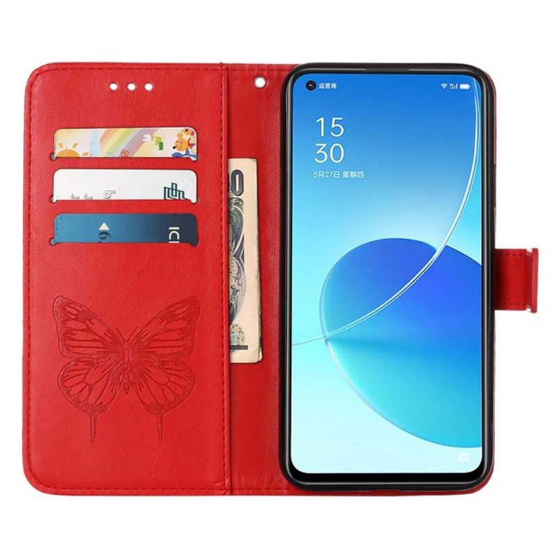 Folio-hoesje voor Oppo Find X5 Vlinder Bloem Kaarthouder