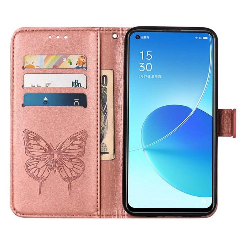Folio-hoesje voor Oppo Find X5 Vlinder Bloem Kaarthouder