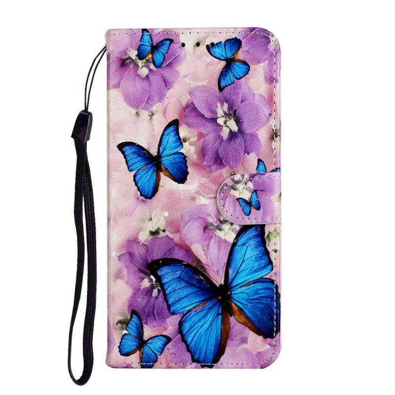 Folio-hoesje voor Huawei P Smart 2020 Blauwe Vlinders En Bloemen