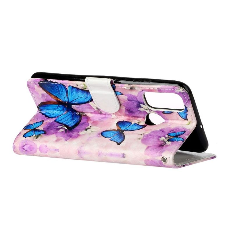 Folio-hoesje voor Huawei P Smart 2020 Blauwe Vlinders En Bloemen