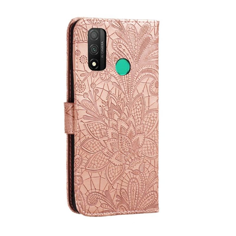 Folio-hoesje voor Huawei P Smart 2020 Chique Kant Bloem - Rose Goud