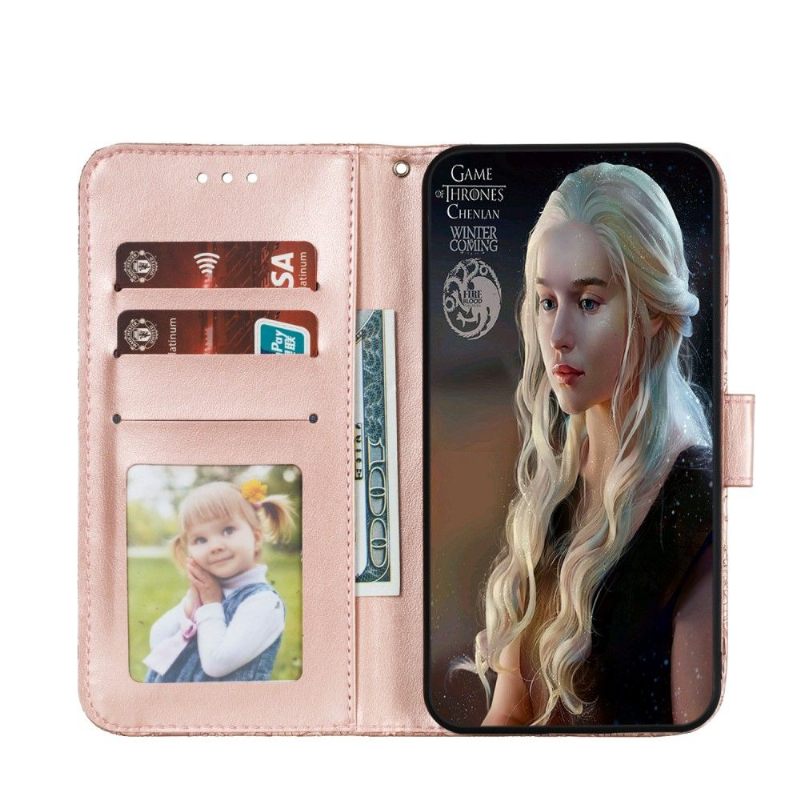 Folio-hoesje voor Huawei P Smart 2020 Chique Kant Bloem - Rose Goud