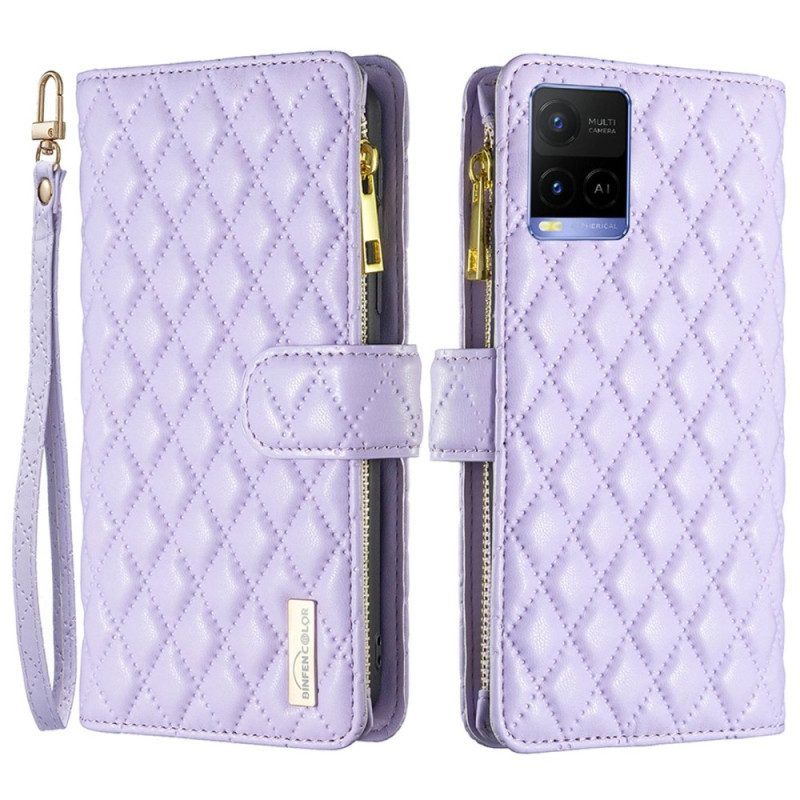 Folio-hoesje voor Vivo Y33s Binfen Kleurstijl Gewatteerd