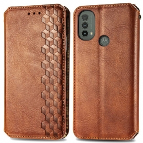 Bescherming Hoesje voor Moto E40 / E30 / E20 Folio-hoesje Leereffect Diamanttextuur